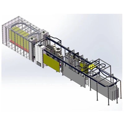 Aluminium profielcoating Compact poeder en productielijn met vrije kettingpoedercoating